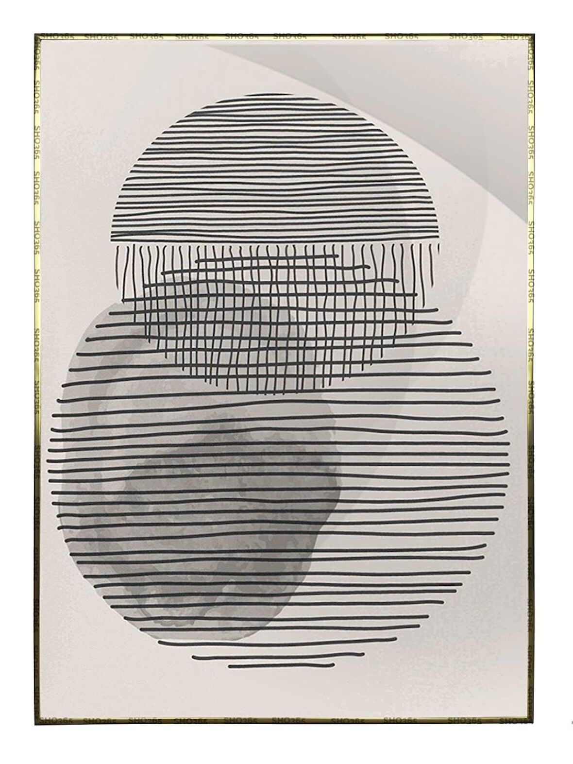 Shop365 Ay Şekiller Siyah Gri Renkler Modern Tablo Çerçeveli P-003390