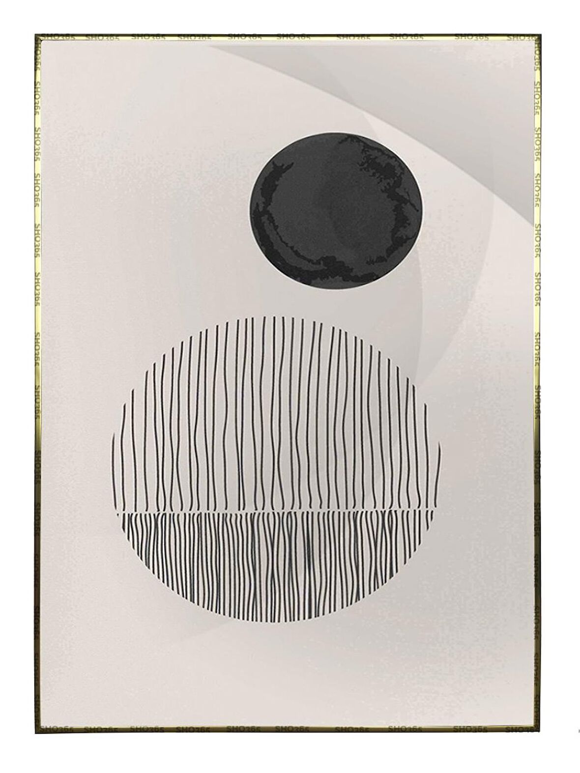 Shop365 Ay Şekiller Siyah Gri Renkler Modern Tablo Çerçeveli P-003391