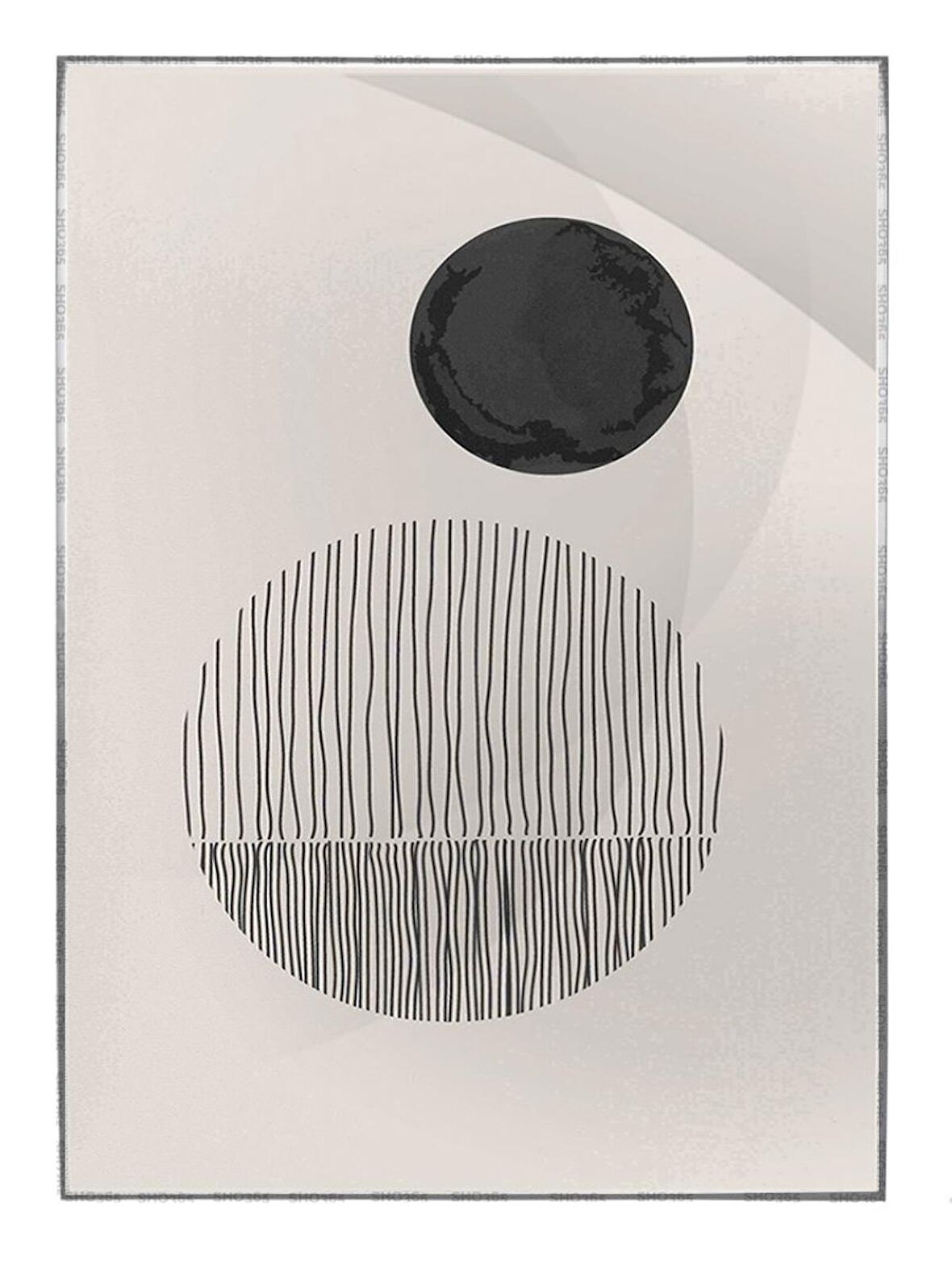 Shop365 Ay Şekiller Siyah Gri Renkler Modern Tablo Çerçeveli P-003391