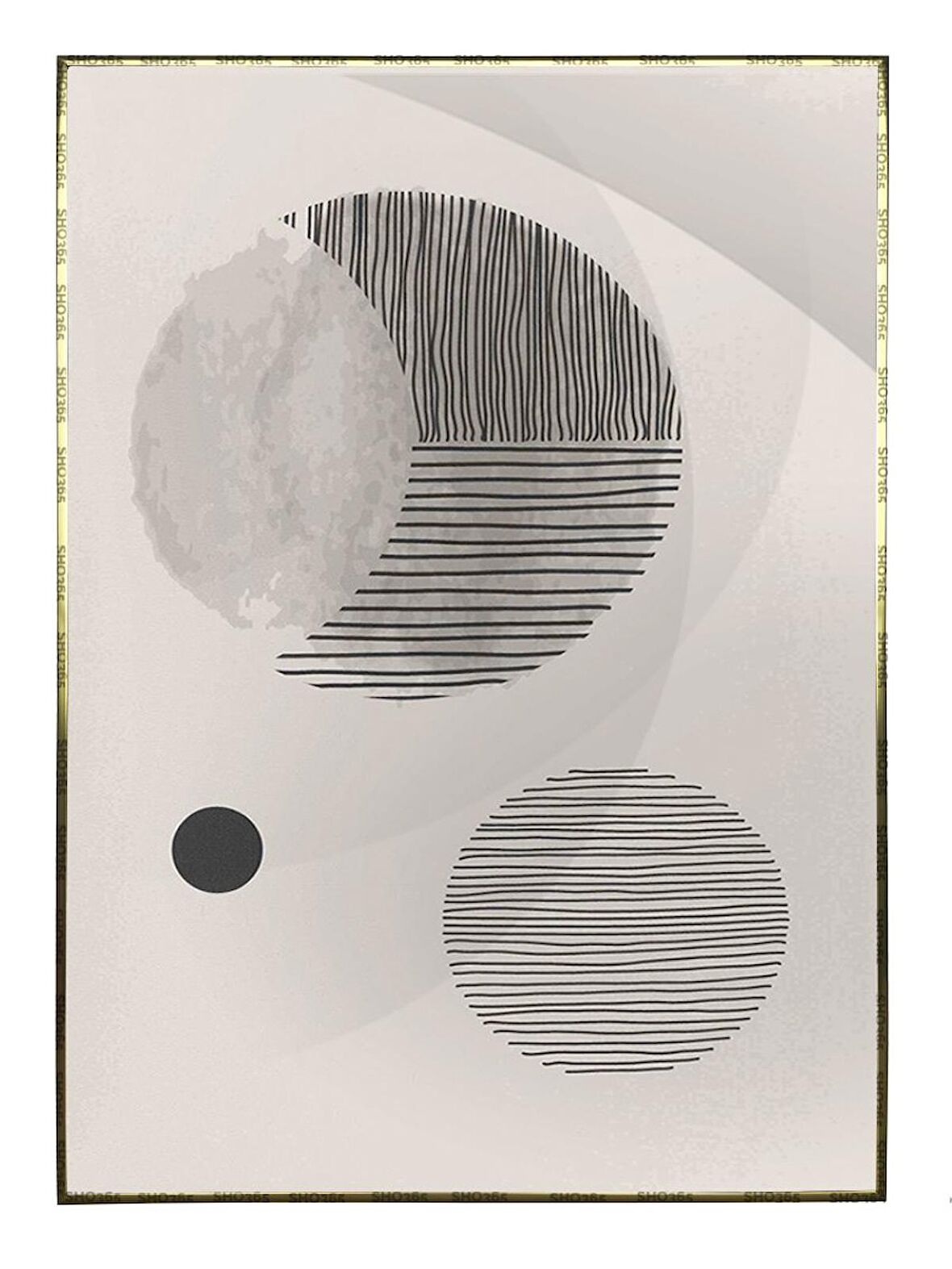 Shop365 Ay Şekiller Siyah Gri Renkler Modern Tablo Çerçeveli P-003392
