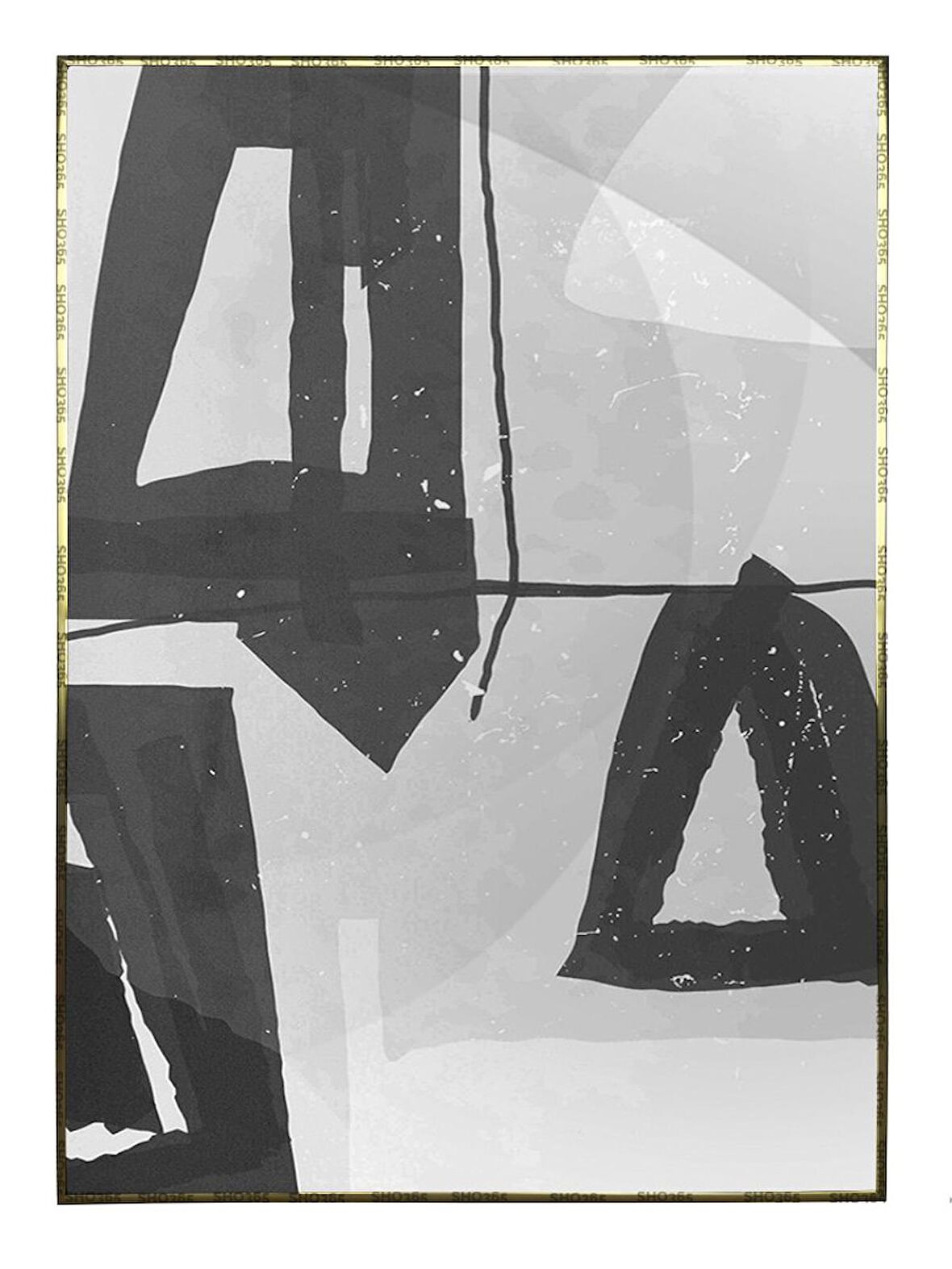 Shop365 Şekiller ve Çizgiler Siyah Gri Renkler Modern Tablo Çerçeveli P-003419