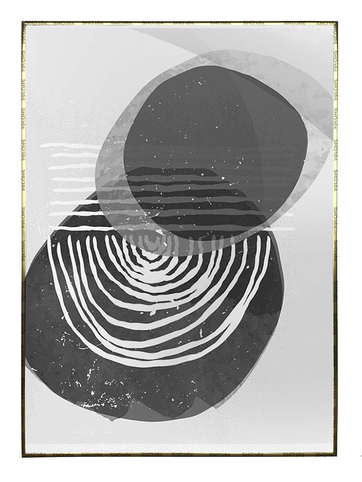 Shop365 Şekiller ve Çizgiler Siyah Gri Renkler Modern Tablo Çerçeveli P-003422