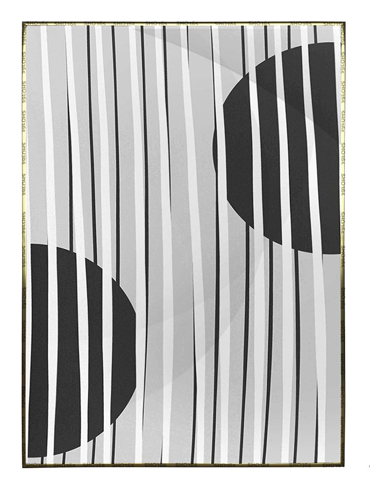 Shop365 Güneş ve Çizgiler Siyah Gri Renkler Modern Tablo Çerçeveli P-003438