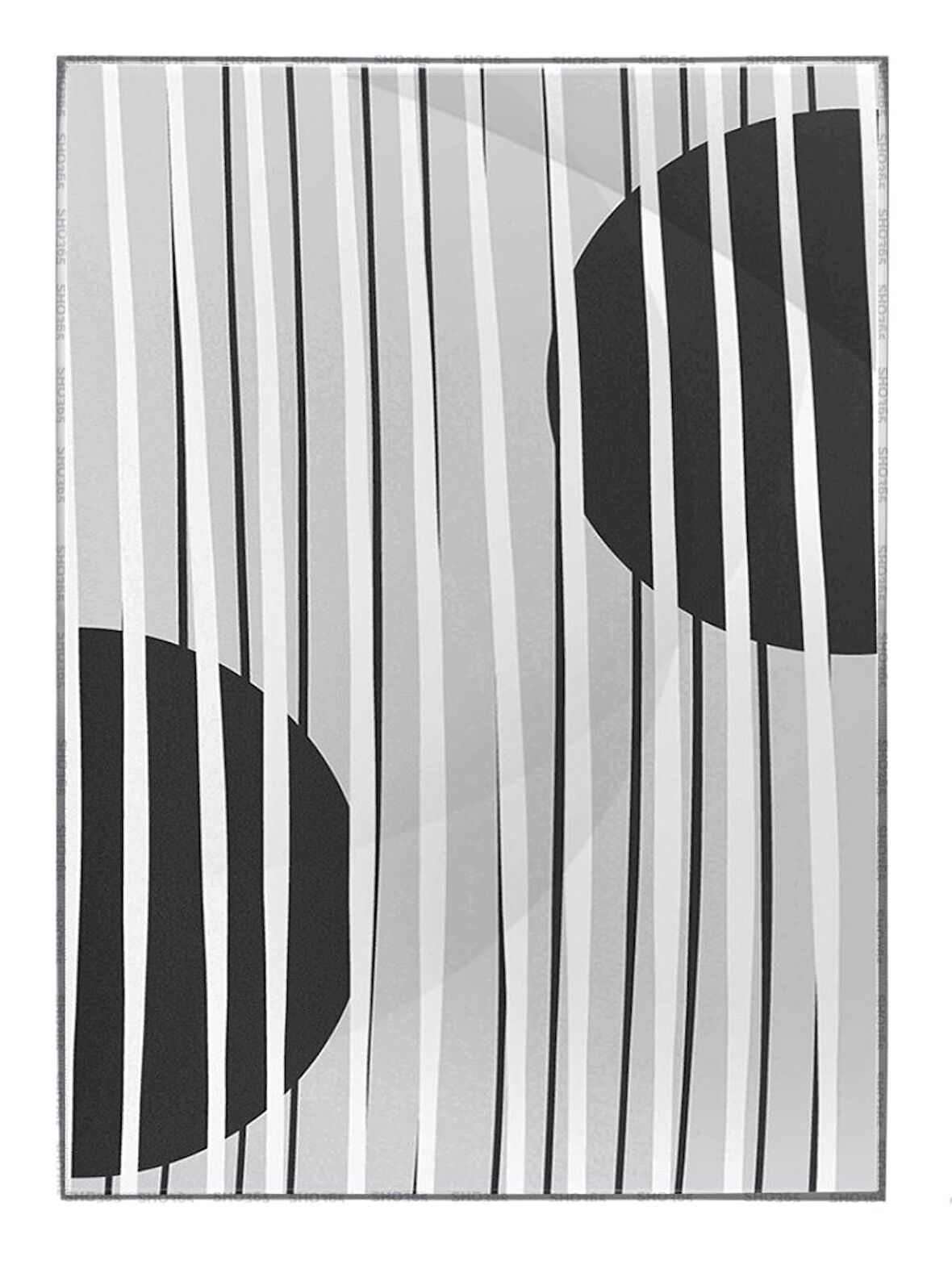 Shop365 Güneş ve Çizgiler Siyah Gri Renkler Modern Tablo Çerçeveli P-003438