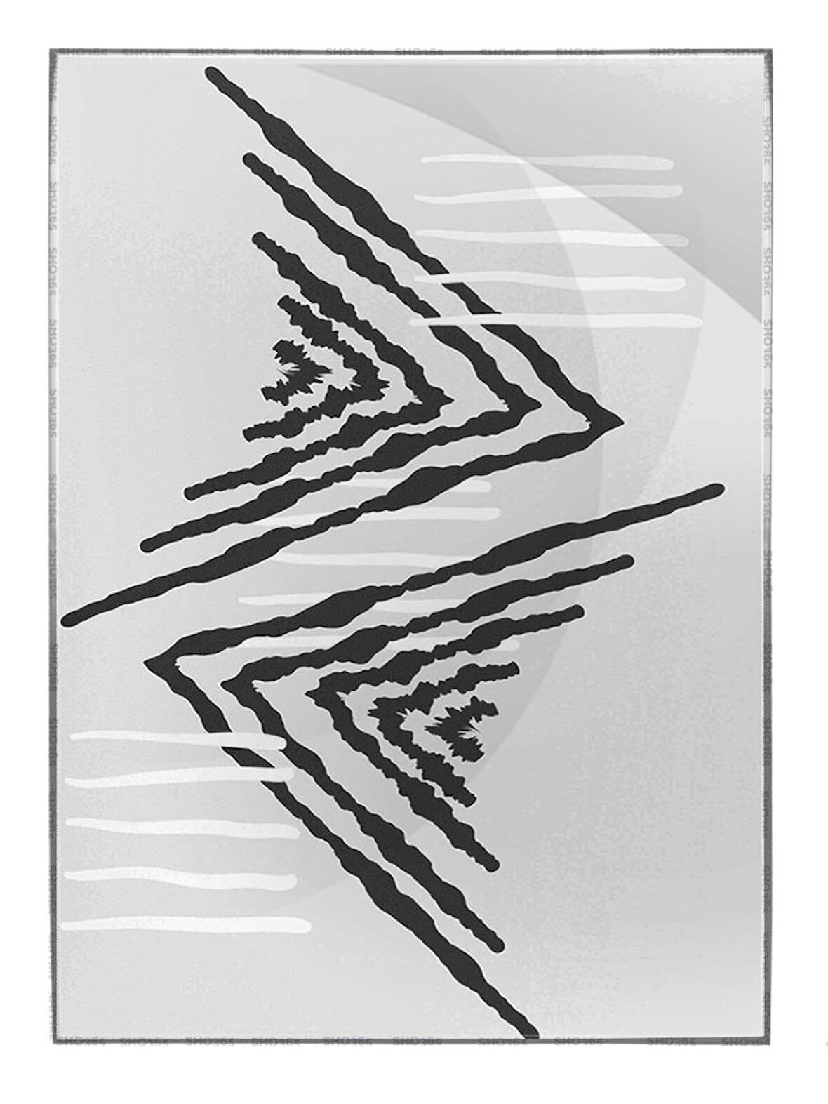 Shop365 Çizgiler ve Şekiller Siyah Gri Renkler Modern Tablo Çerçeveli P-003443