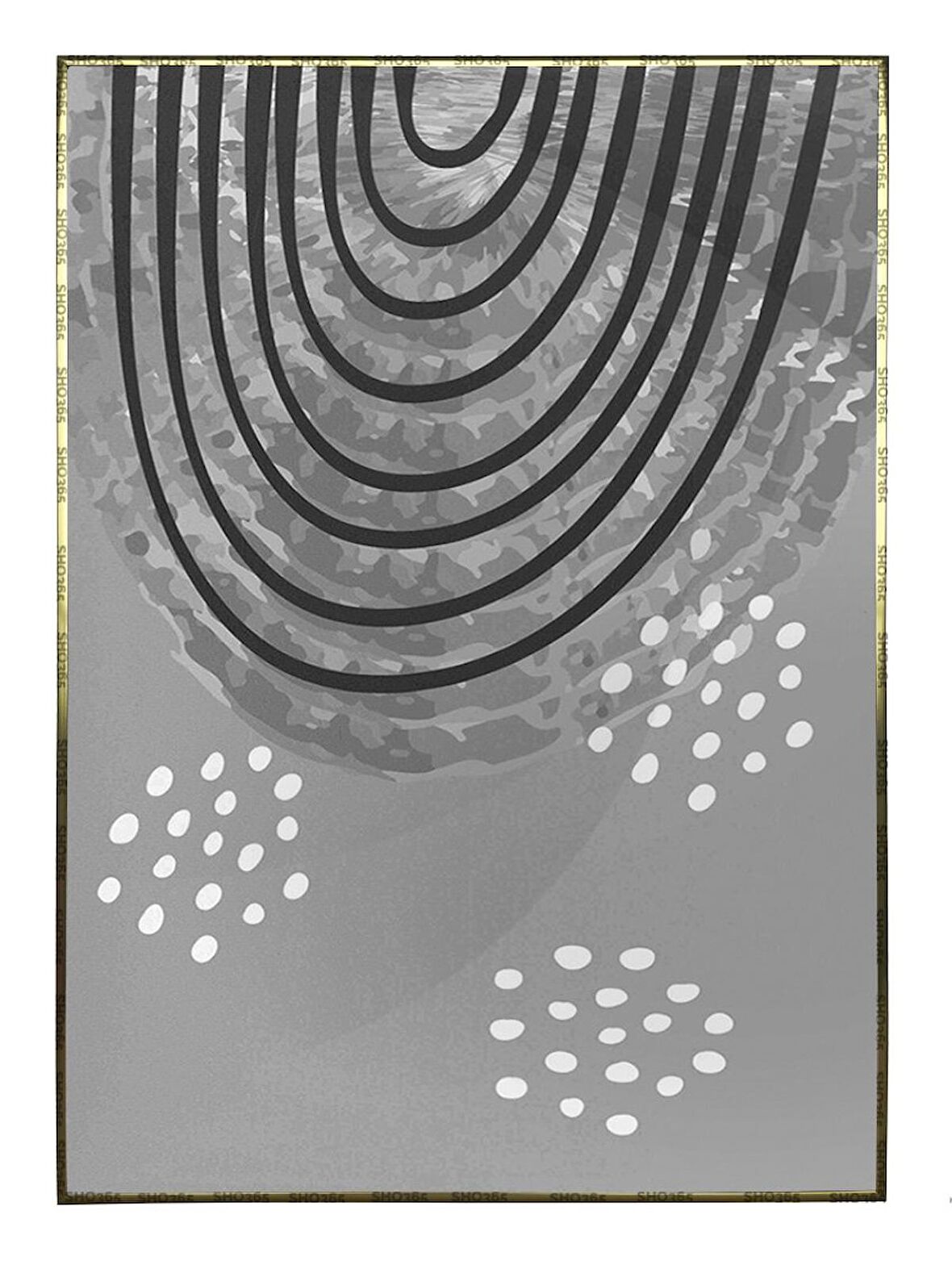 Shop365 Çizgiler ve Şekiller Siyah Gri Renkler Modern Tablo Çerçeveli P-003444