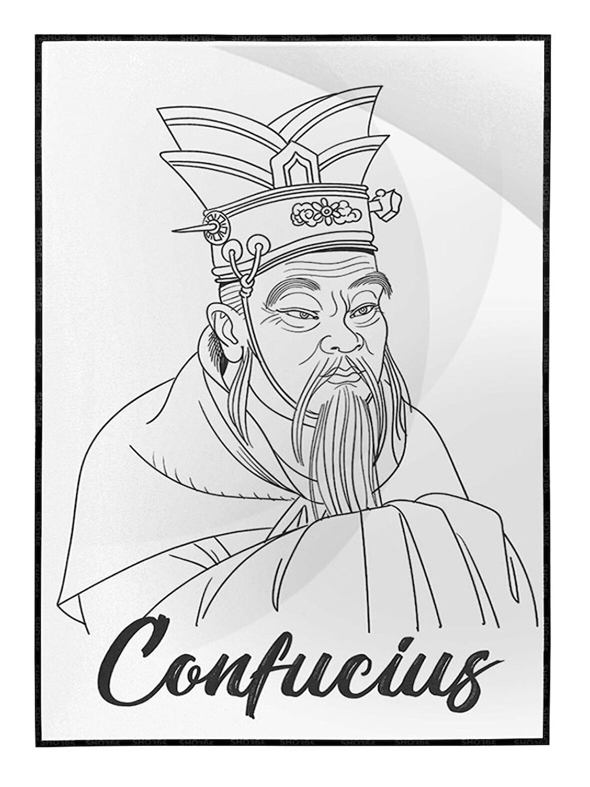 Shop365 Konfüçyüs Confucius Filozof Bilgin Çizim Tablo Çerçeveli P-003446