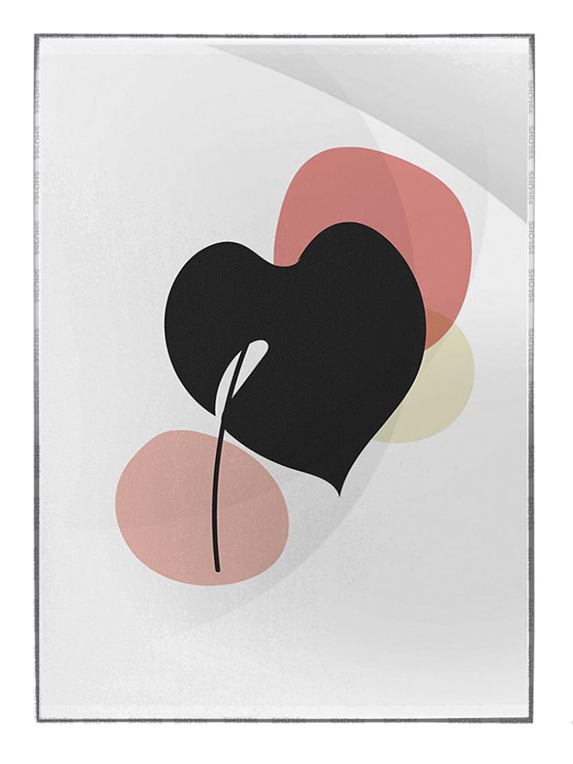 Shop365 Yapraklar ve Şekiller Karışık Renkler Modern Tablo Çerçeveli P-003481