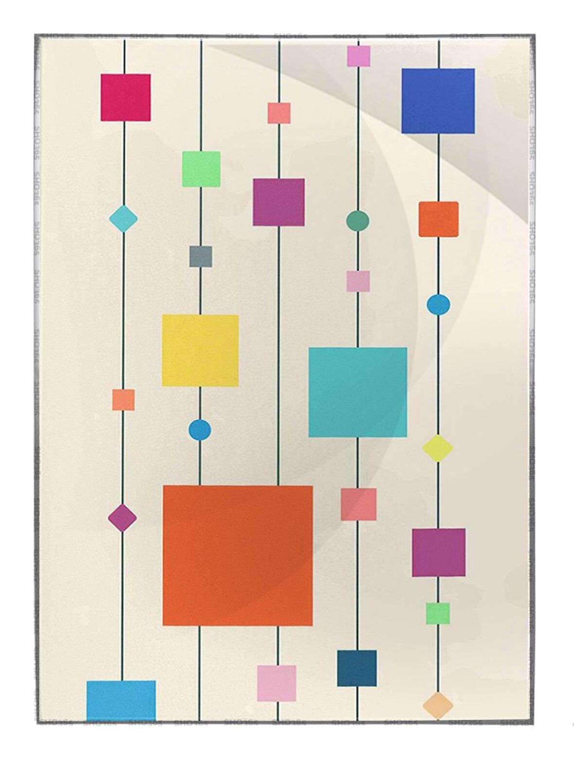 Shop365 geometrik desen arka planÜçgenler ve Kareler Modern Sanat Tuval Tablo Çerçeveli P-003518