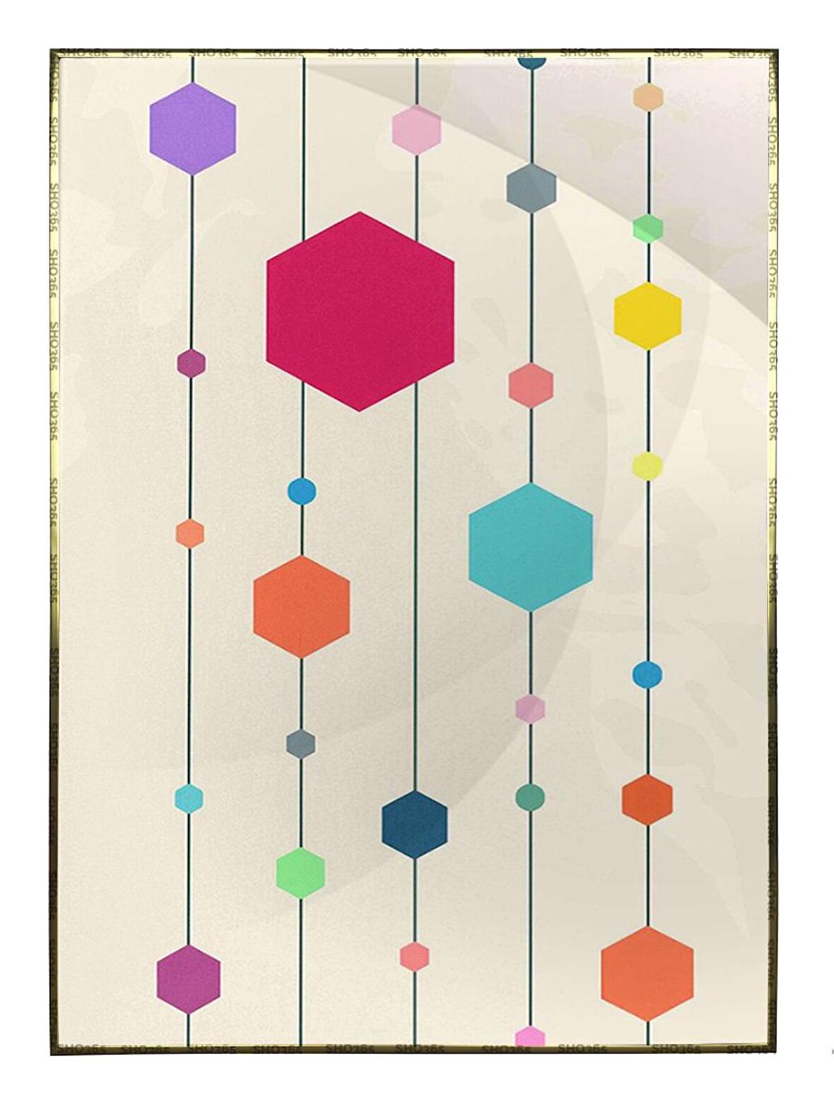 Shop365 Geometrik Şekiller Tasarım Çizim Modern Sanat Tuval Tablo Çerçeveli P-003521