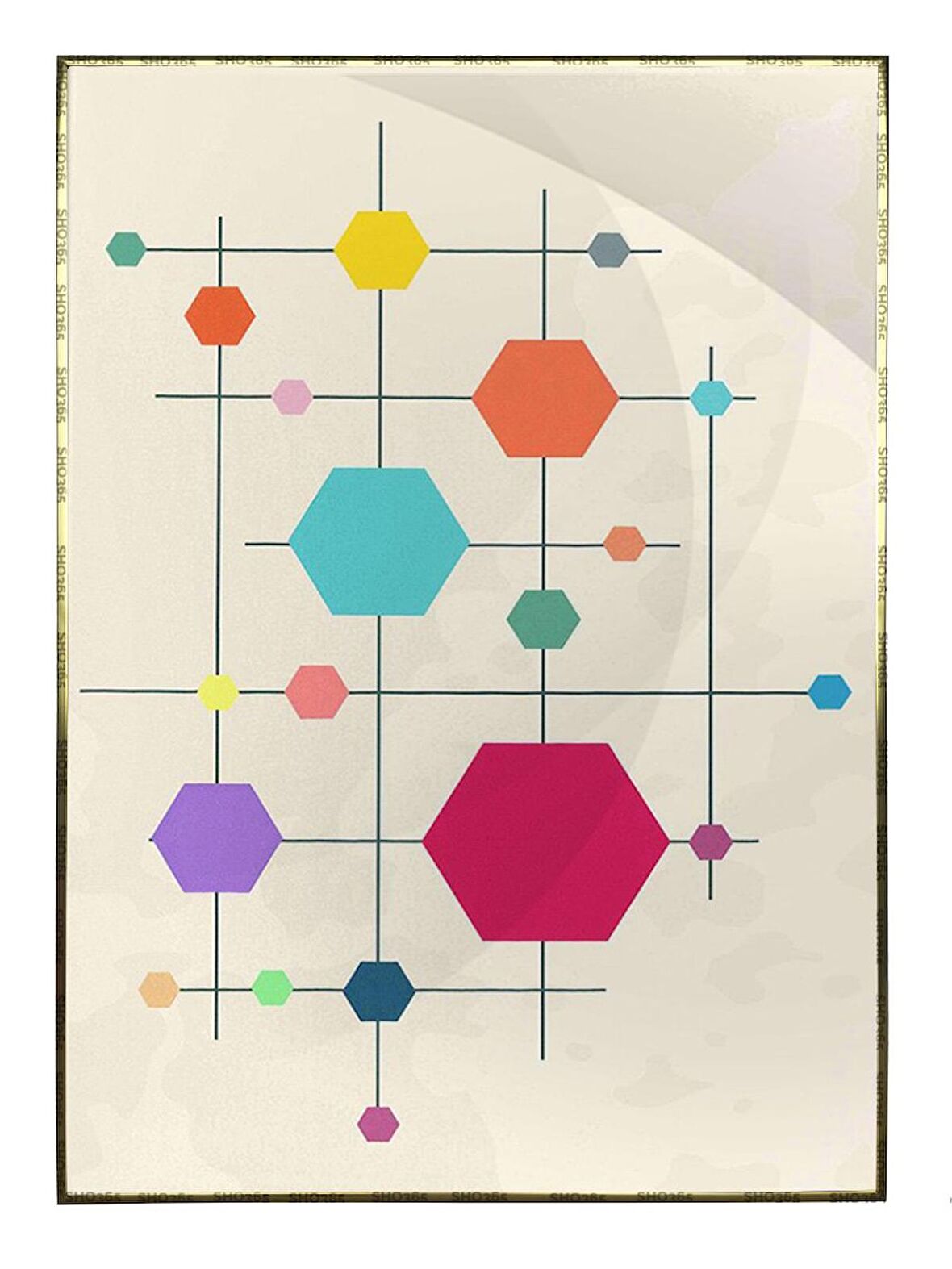 Shop365 Üçgenler ve Kareler Modern Sanat Tuval Tablo Çerçeveli P-003533