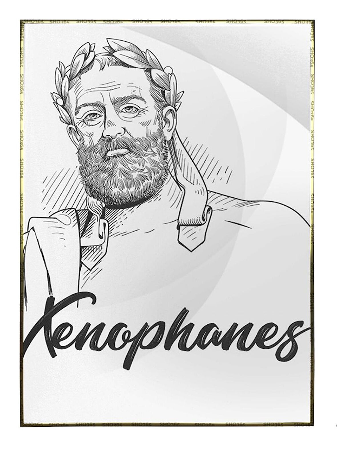 Shop365 Ksenofanes Filozof Sokrates Öncesi Filozof Çizim Dekoratif Tablo Çerçeveli P-003557