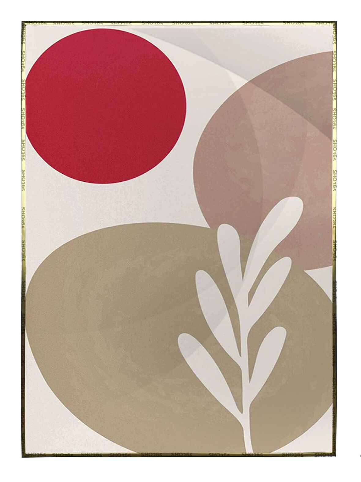 Shop365 Yapraklar ve Şekiller Karışık Renkler Modern Tablo Çerçeveli P-003580