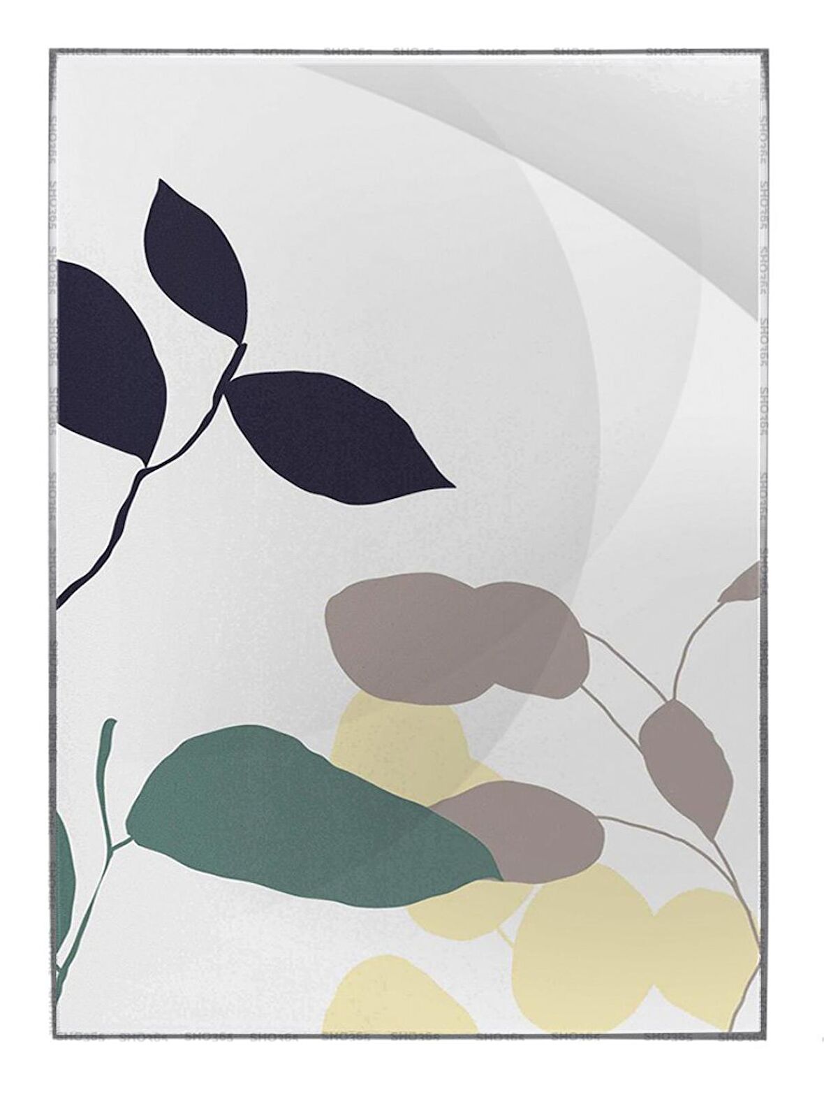 Shop365 Bitki Yapraklar ve Şekiller Modern Tablo Çerçeveli P-003598