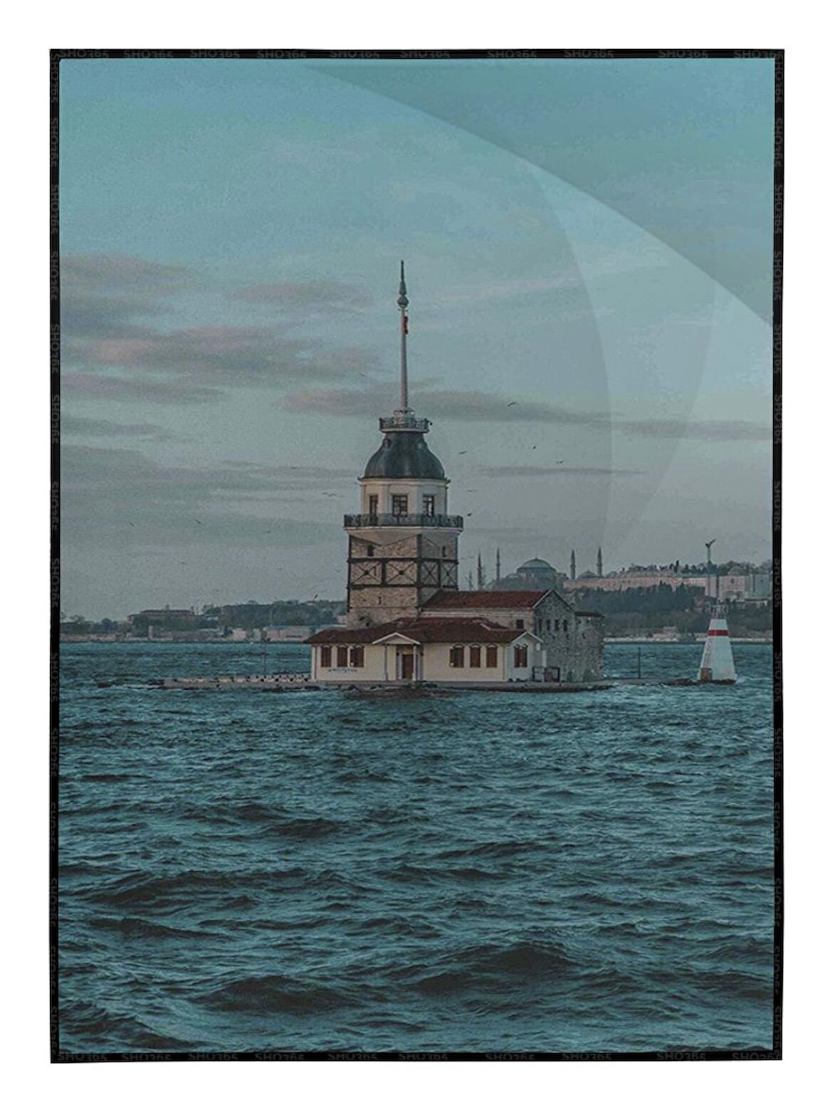 Shop365 İstanbul Kız Kulesi ve Deniz Manzarası Tablo Çerçeveli P-003637