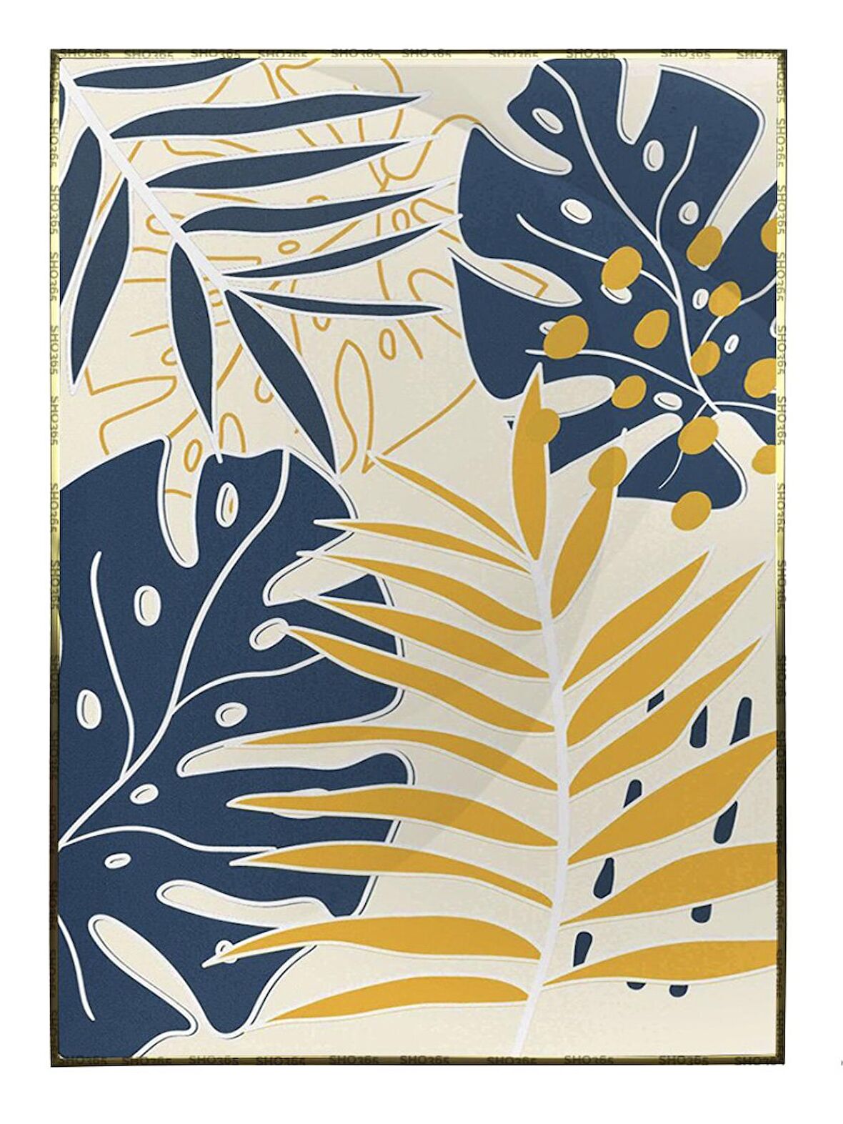 Shop365 Botanik Şekiller Modern Tablo Çerçeveli P-003758