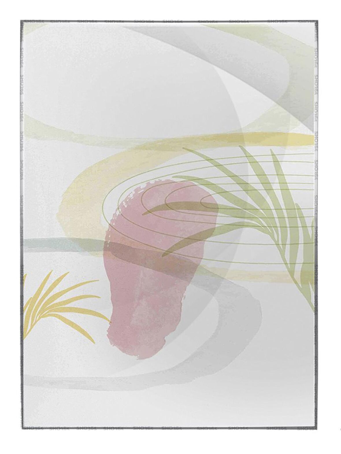 Shop365 Palmiye Yaprakları ve Şekiller Açık Tonlar Modern Tablo Çerçeveli P-003816