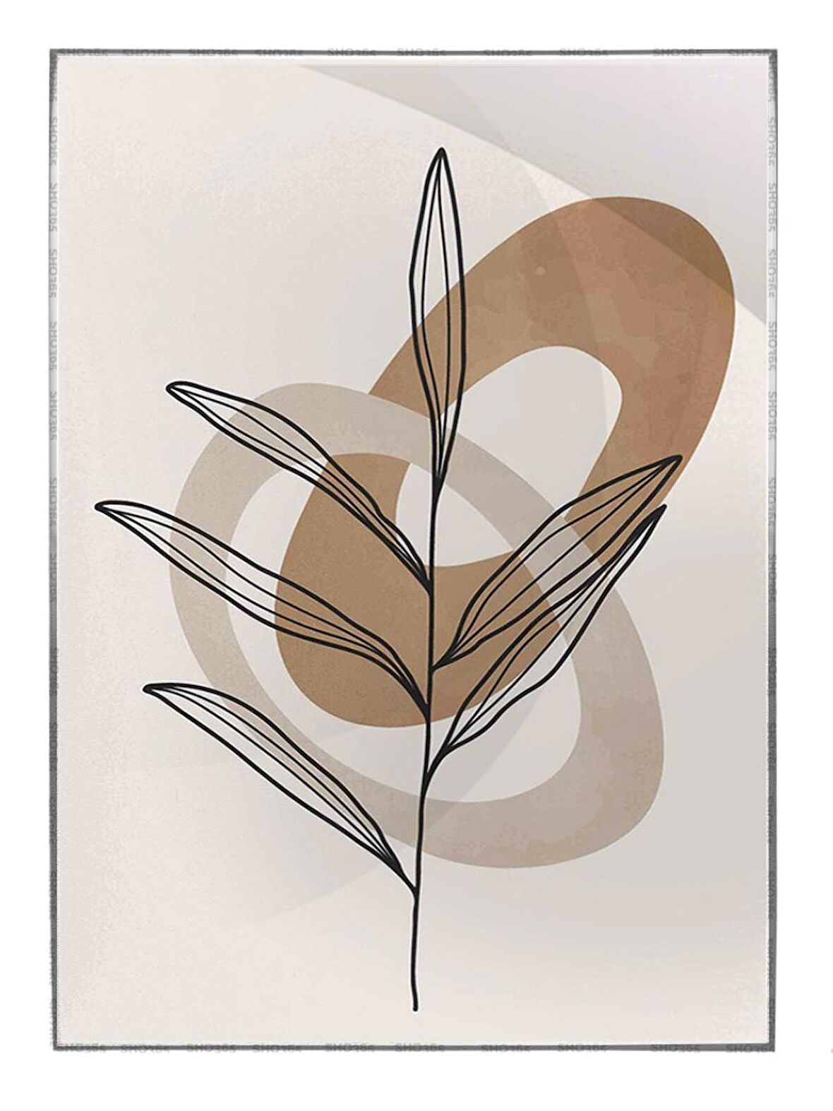 Shop365 Yapraklar ve Şekiller Karışık Renkler Modern Tablo Çerçeveli P-003943