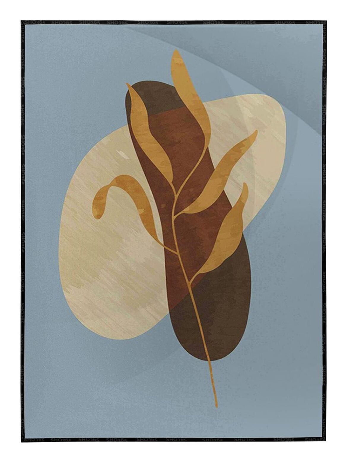 Shop365 Yapraklar ve Şekiller Karışık Renkler Modern Tablo Çerçeveli P-003949