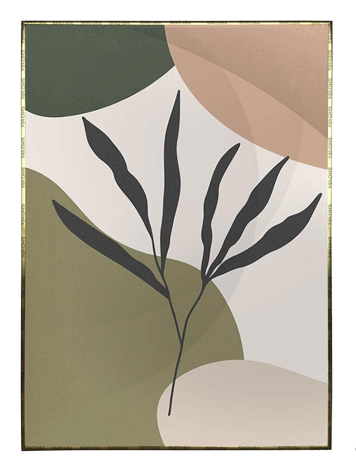 Shop365 Yapraklar ve Şekiller Modern Tablo Çerçeveli P-003968