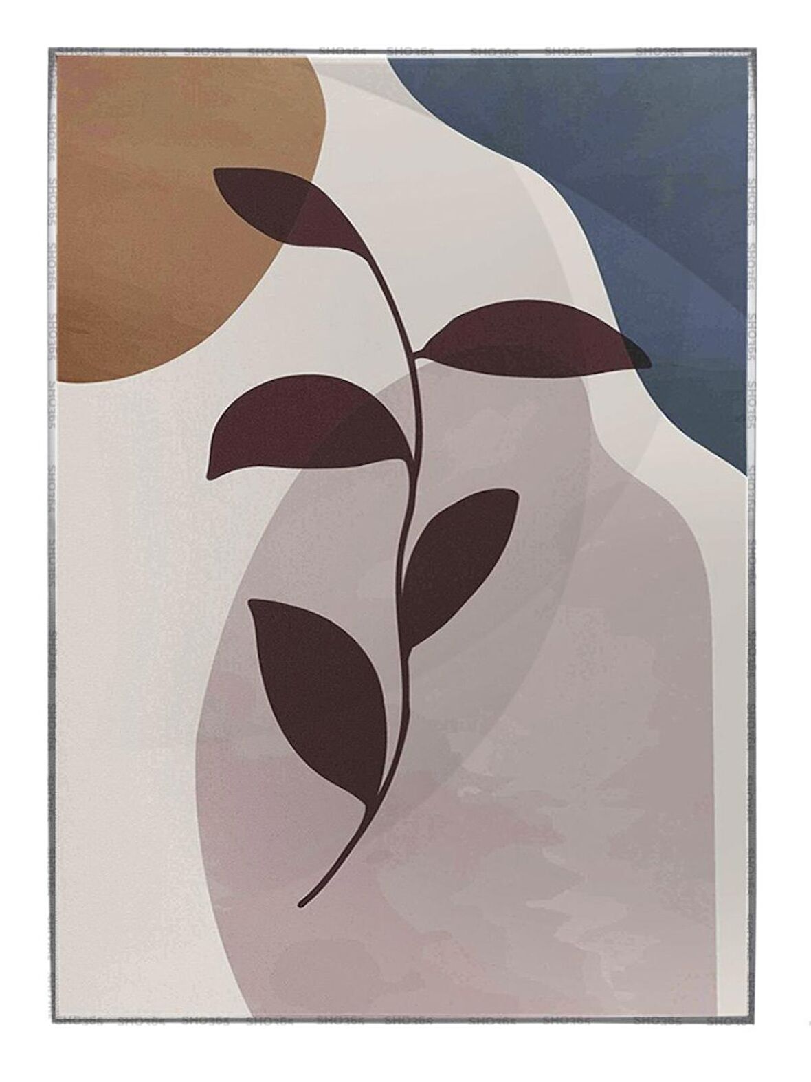 Shop365 Yapraklar ve Şekiller Modern Tablo Çerçeveli P-003978