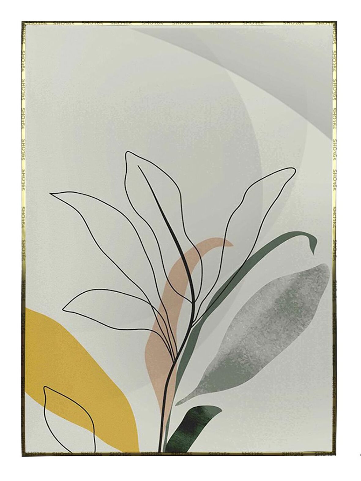 Shop365 Bitki Yapraklar ve Şekiller Modern Tablo Çerçeveli P-004044