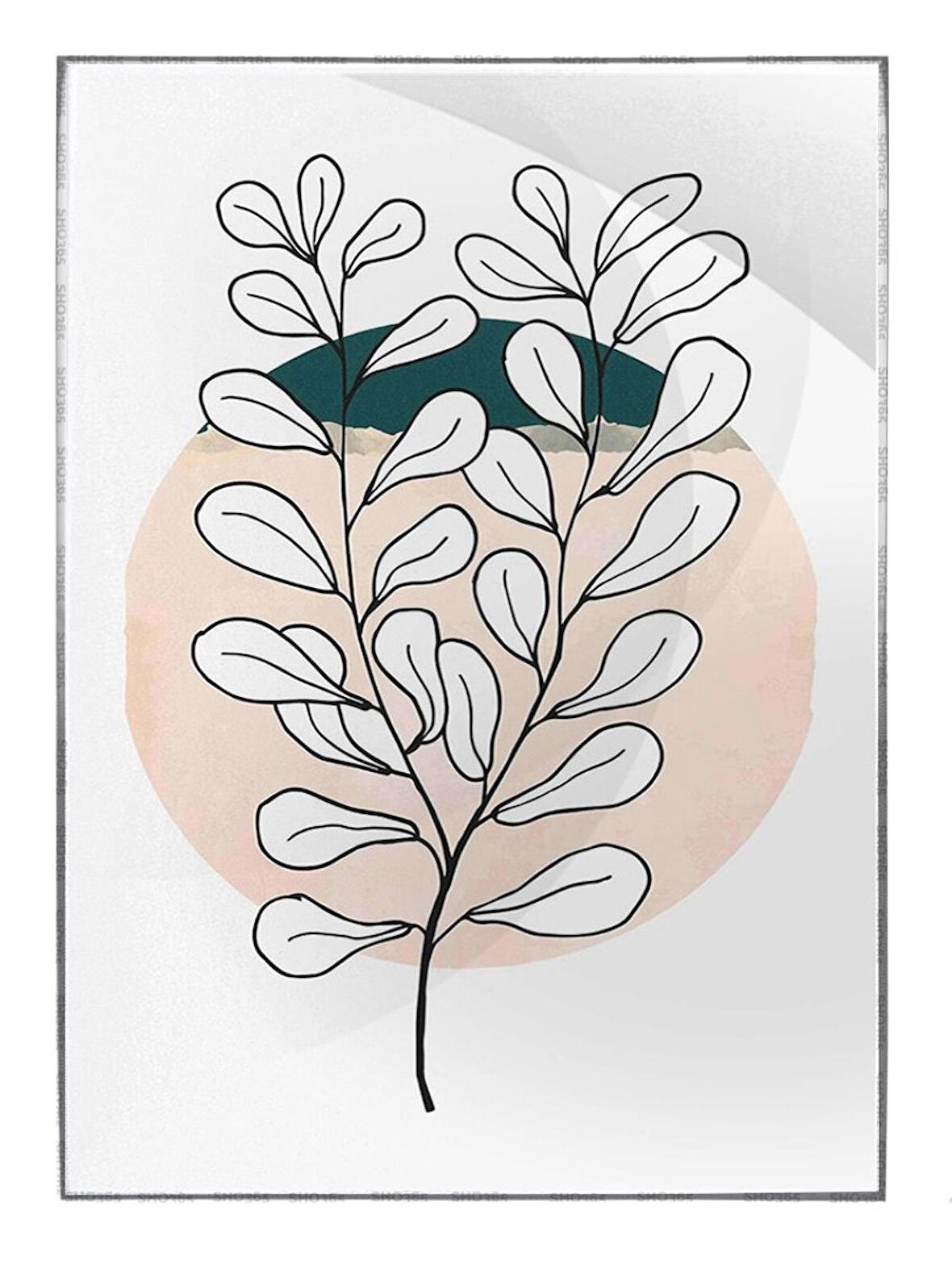 Shop365 Doğa Yaprak ve Şekiller Soft Renkler Modern Tablo Çerçeveli P-004217