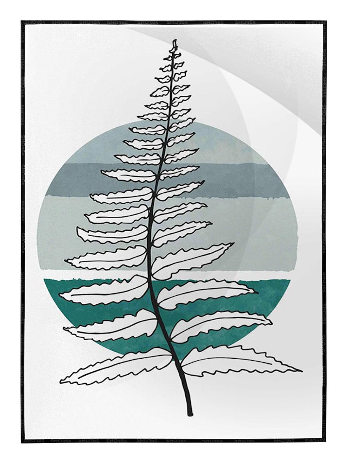 Shop365 Doğa Yaprak ve Şekiller Soft Renkler Modern Tablo Çerçeveli P-004218