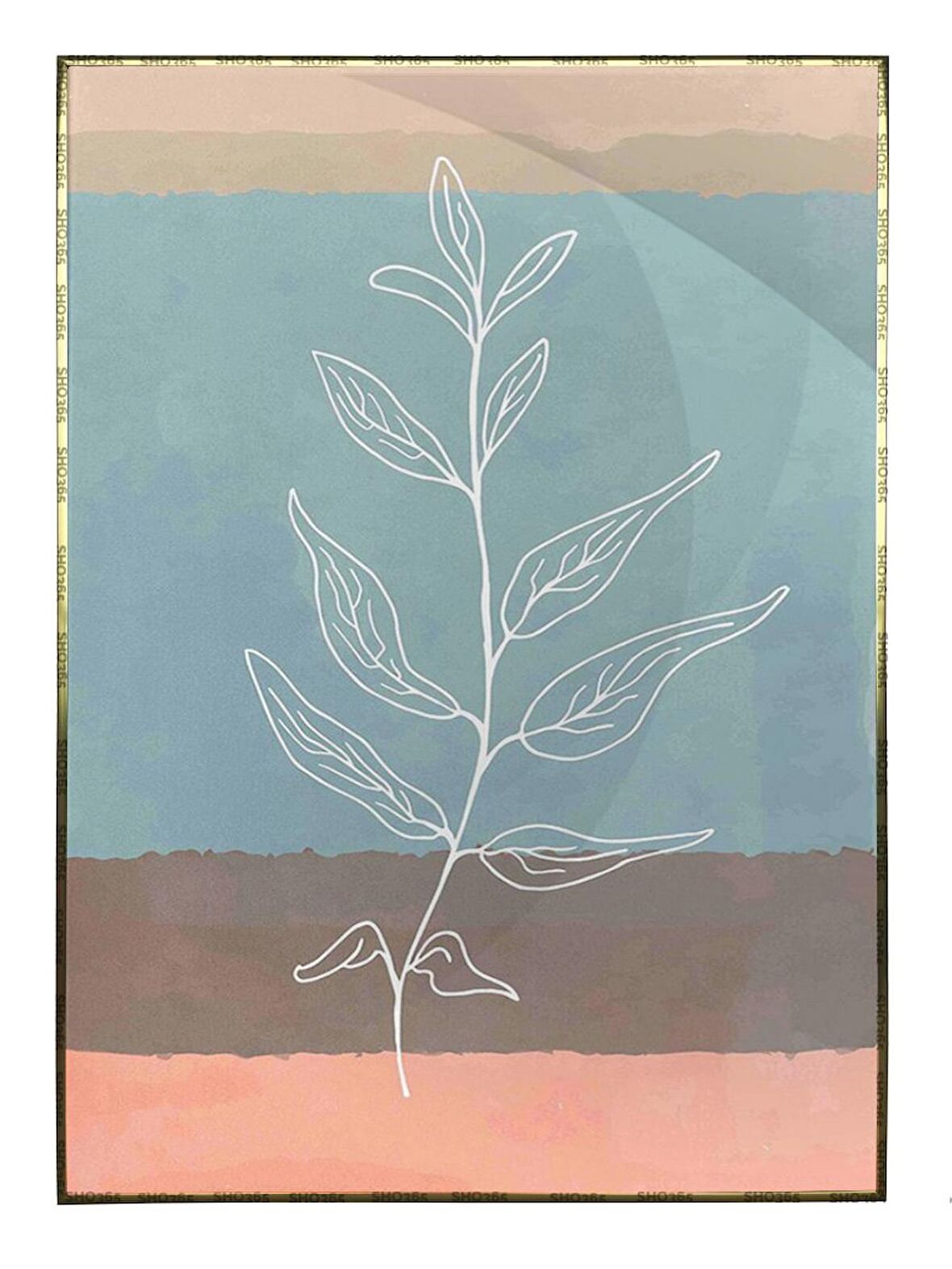 Shop365 Doğa Ağaç ve Bitki Mavi Pastel Renkler Modern Tablo Çerçeveli P-004228