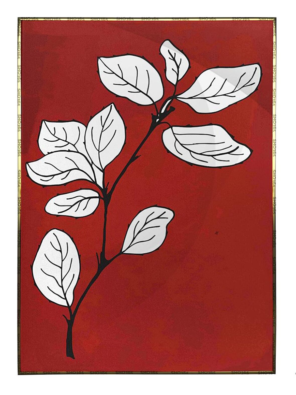 Shop365 Doğa Çiçek ve Yaprak Kırmızı Turuncu Renkler Modern Tablo Çerçeveli P-004230
