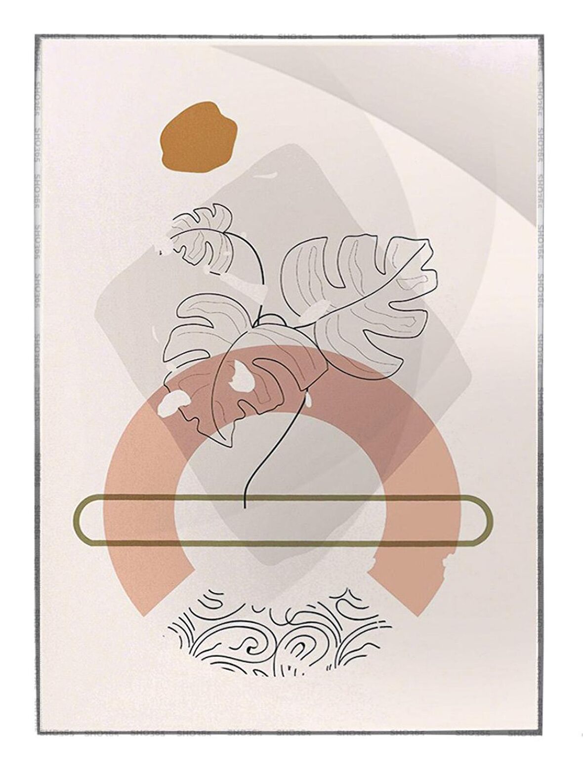 Shop365 Doğa Bitki ve Şekiller Pastel Renkler Dekoratif Tablo Çerçeveli P-004255