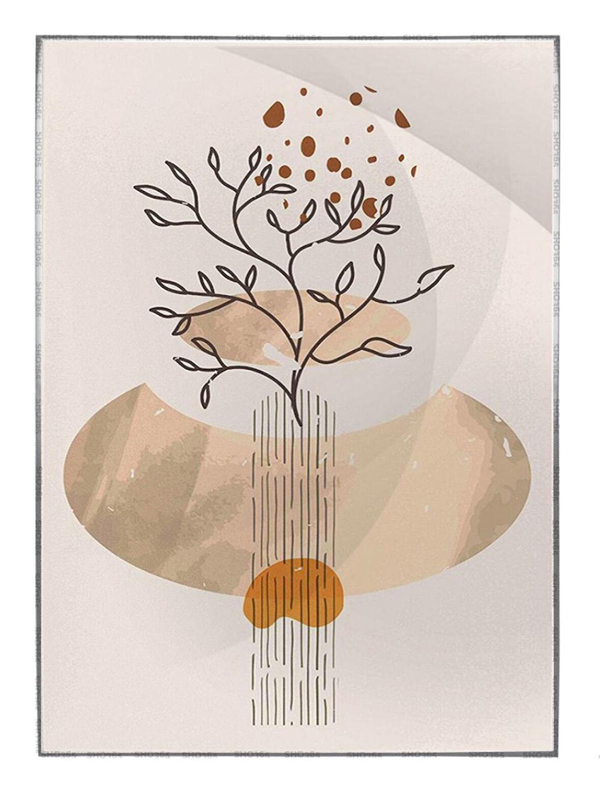 Shop365 Çiçekler Gri Turuncu Kırmızı Renkler Modern Tablo Çerçeveli P-004364