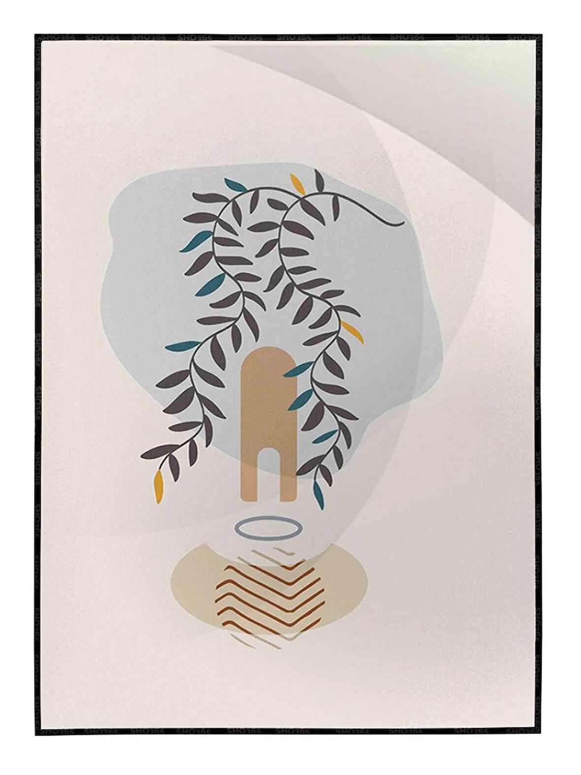 Shop365 Bitki İllüstrasyonu Modernist Modern Sanat Tuval Tablo Çerçeveli P-004393