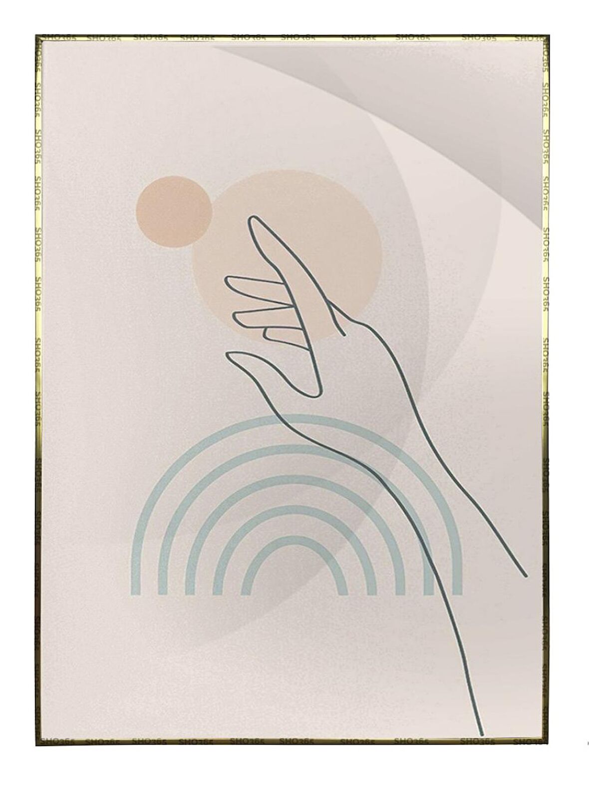 Shop365 Kadın Eli ve Şekiller Pastel Renkler Modern Tablo Çerçeveli P-004406