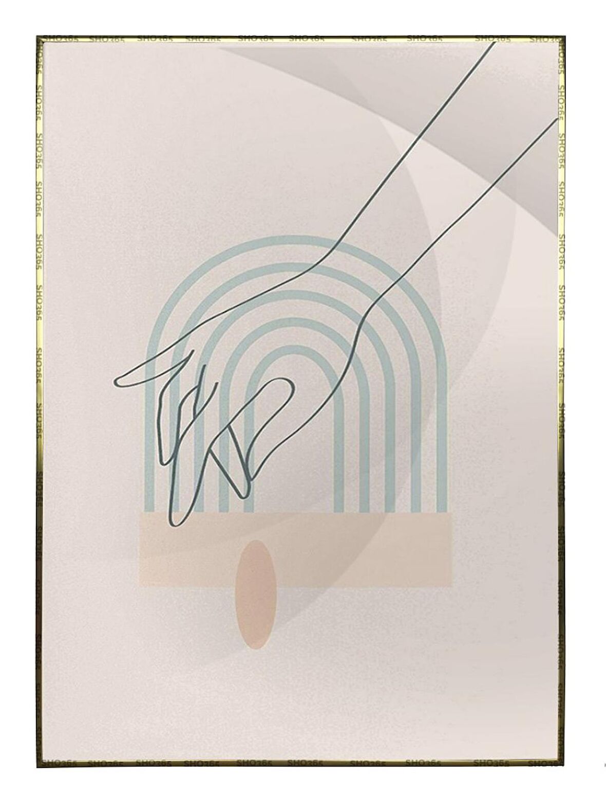 Shop365 Kadın Eli ve Şekiller Pastel Renkler Modern Tablo Çerçeveli P-004409