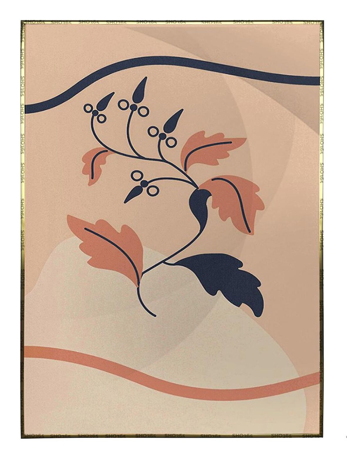 Shop365 Bitki İllüstrasyonu Modern Sanat Tuval Tablo Çerçeveli P-004411