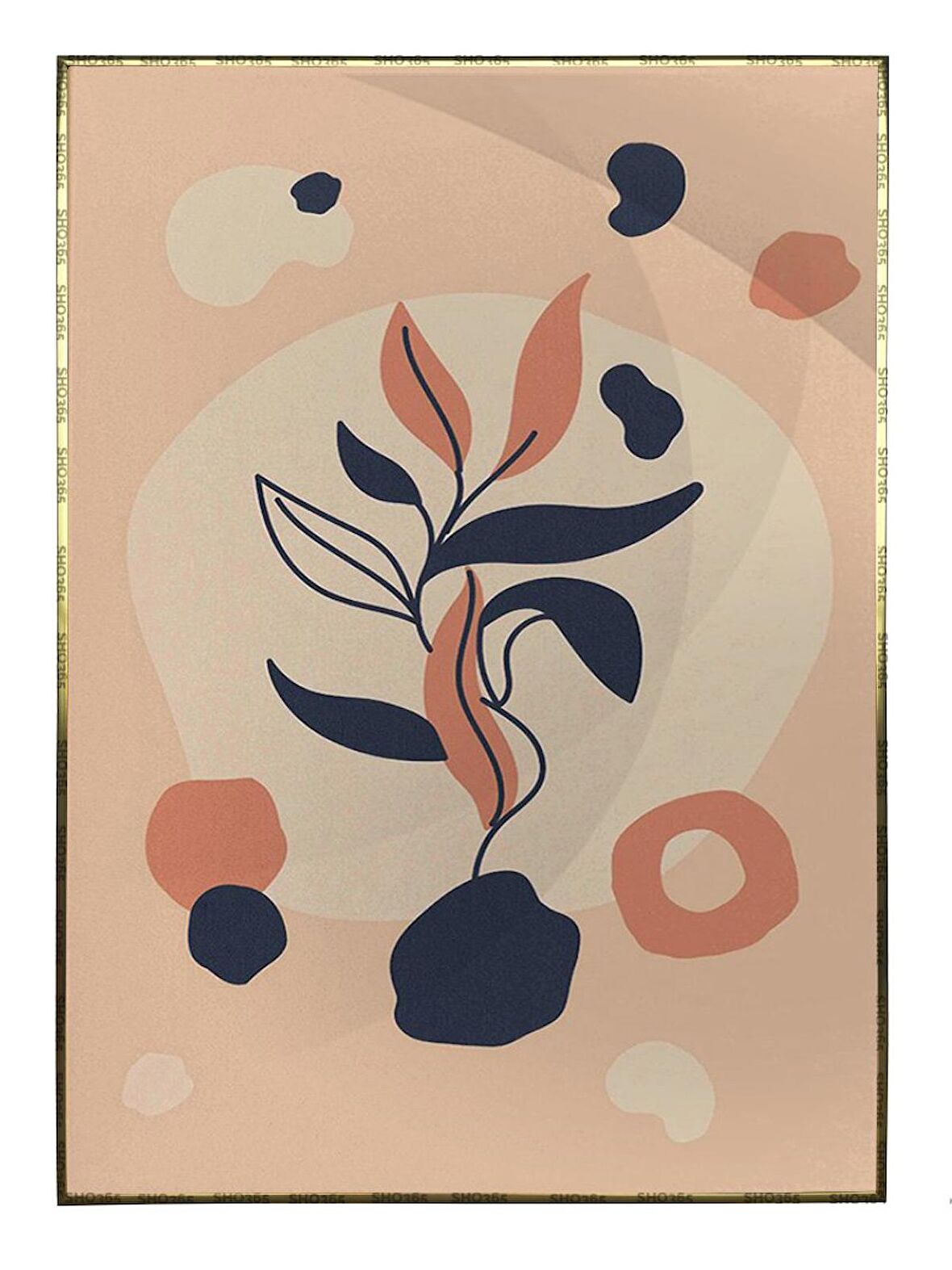 Shop365 Bitki İllüstrasyonu Modern Sanat Tuval Tablo Çerçeveli P-004413