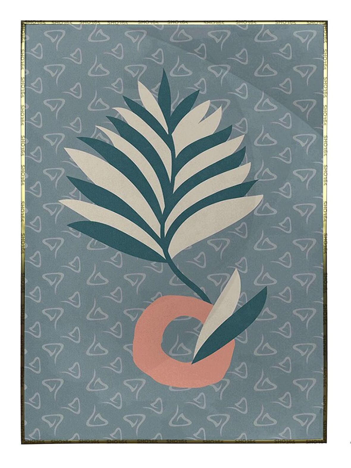 Shop365 Yapraklar ve Şekiller Pastel Renkler Modern Tablo Çerçeveli P-004444