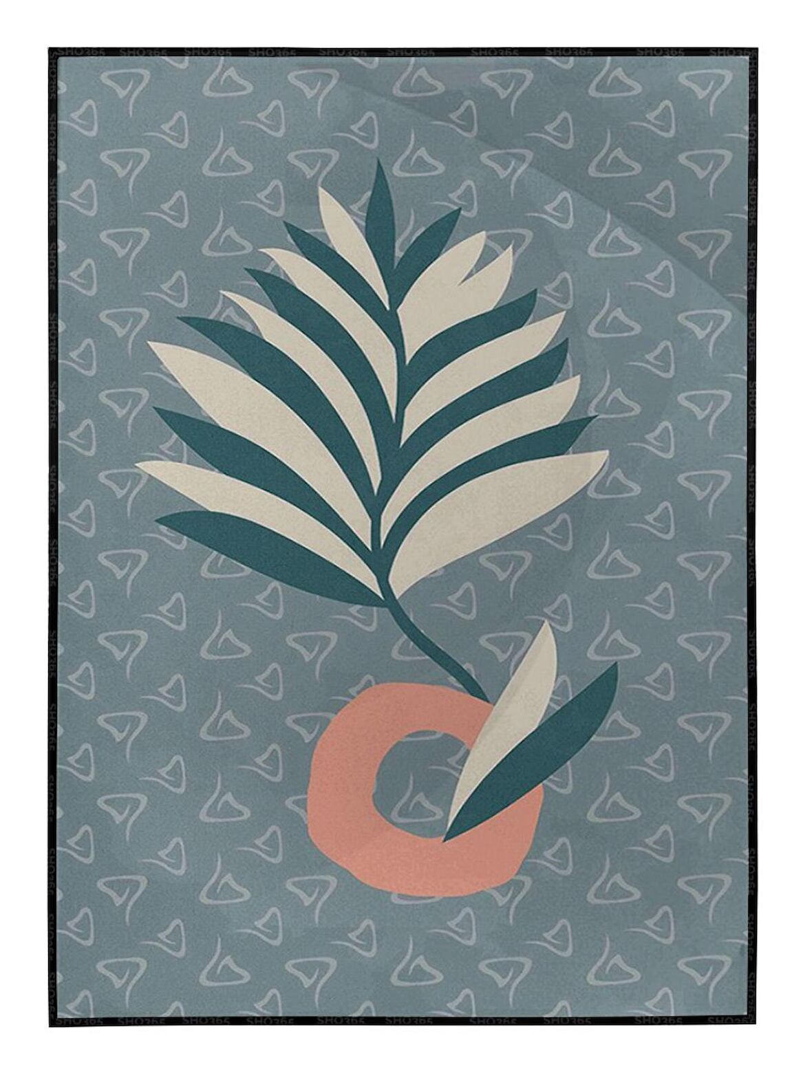 Shop365 Yapraklar ve Şekiller Pastel Renkler Modern Tablo Çerçeveli P-004444