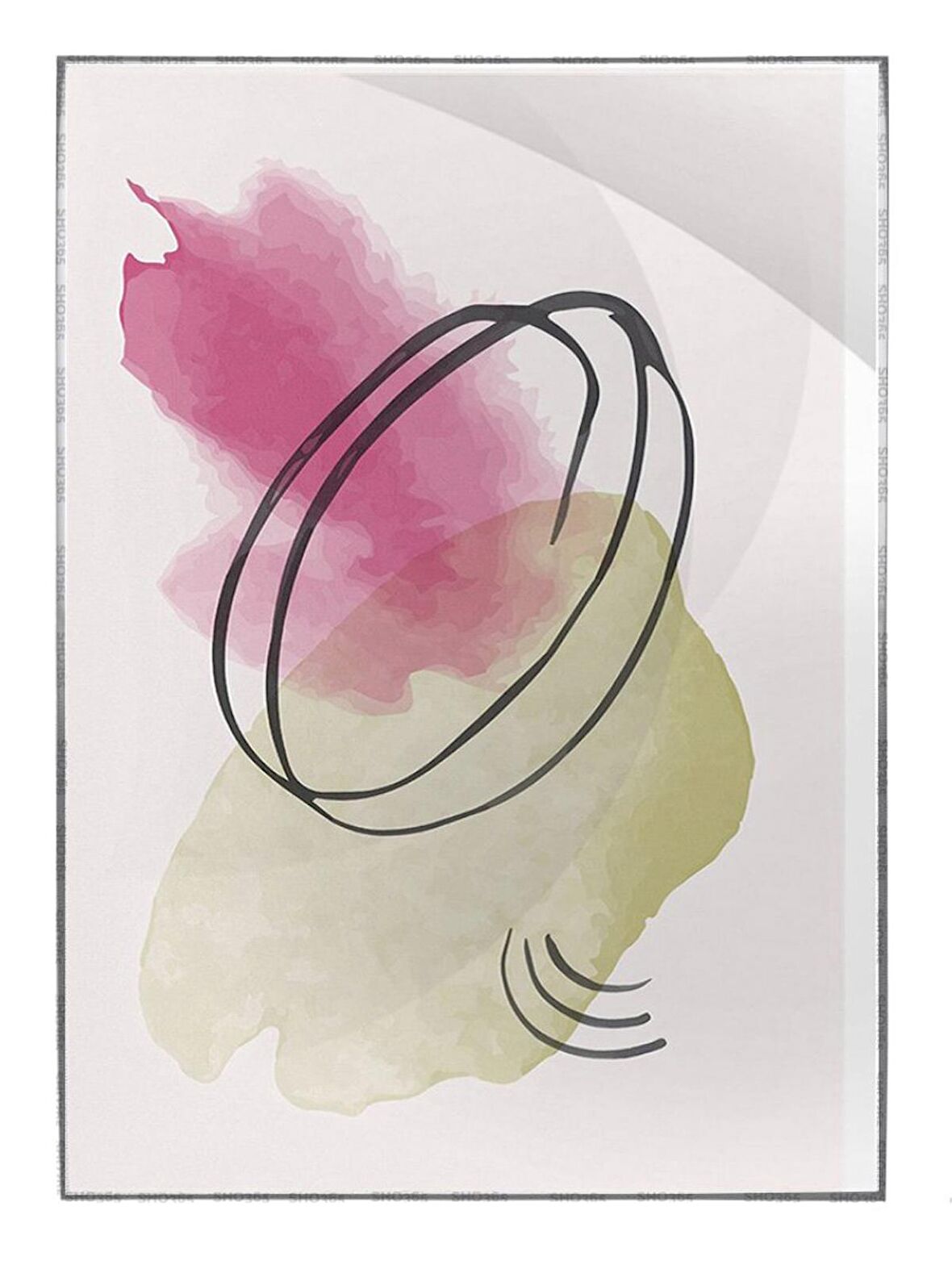 Shop365 Fırça Darbeleri Çizgiler Sulu Boya Görünümlü Modern Tablo Çerçeveli P-004448