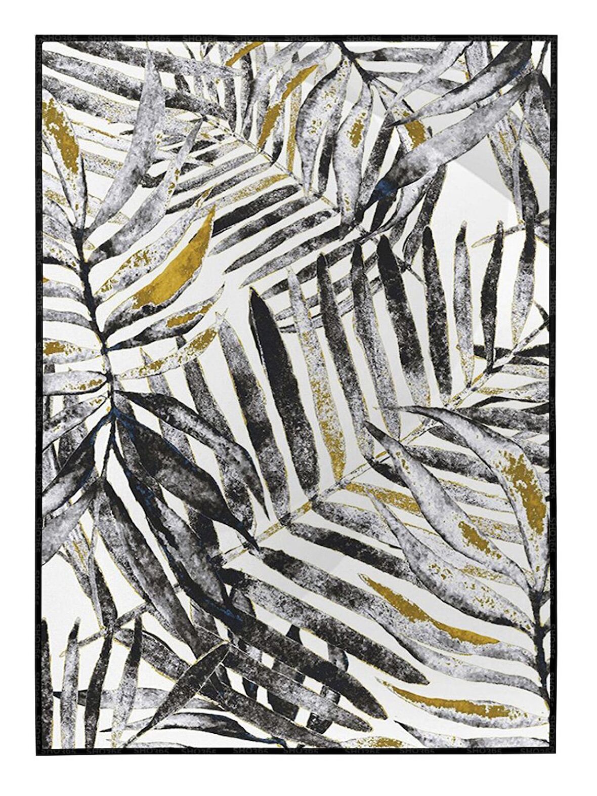 Shop365 Tropikal Yapraklar Bitkiler Beyaz Modern sanat tuval Tablo Çerçeveli P-004645