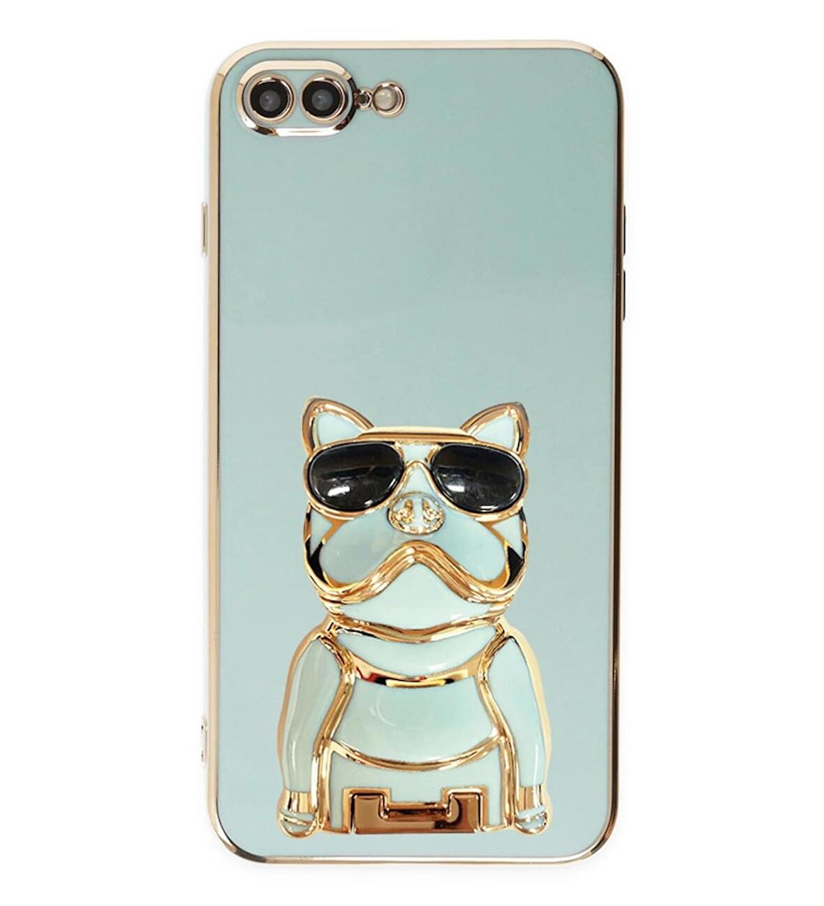 Gpack Apple iphone 8 Plus Kılıf Kamera Korumalı Köpek Desenli Standlı Silikon
