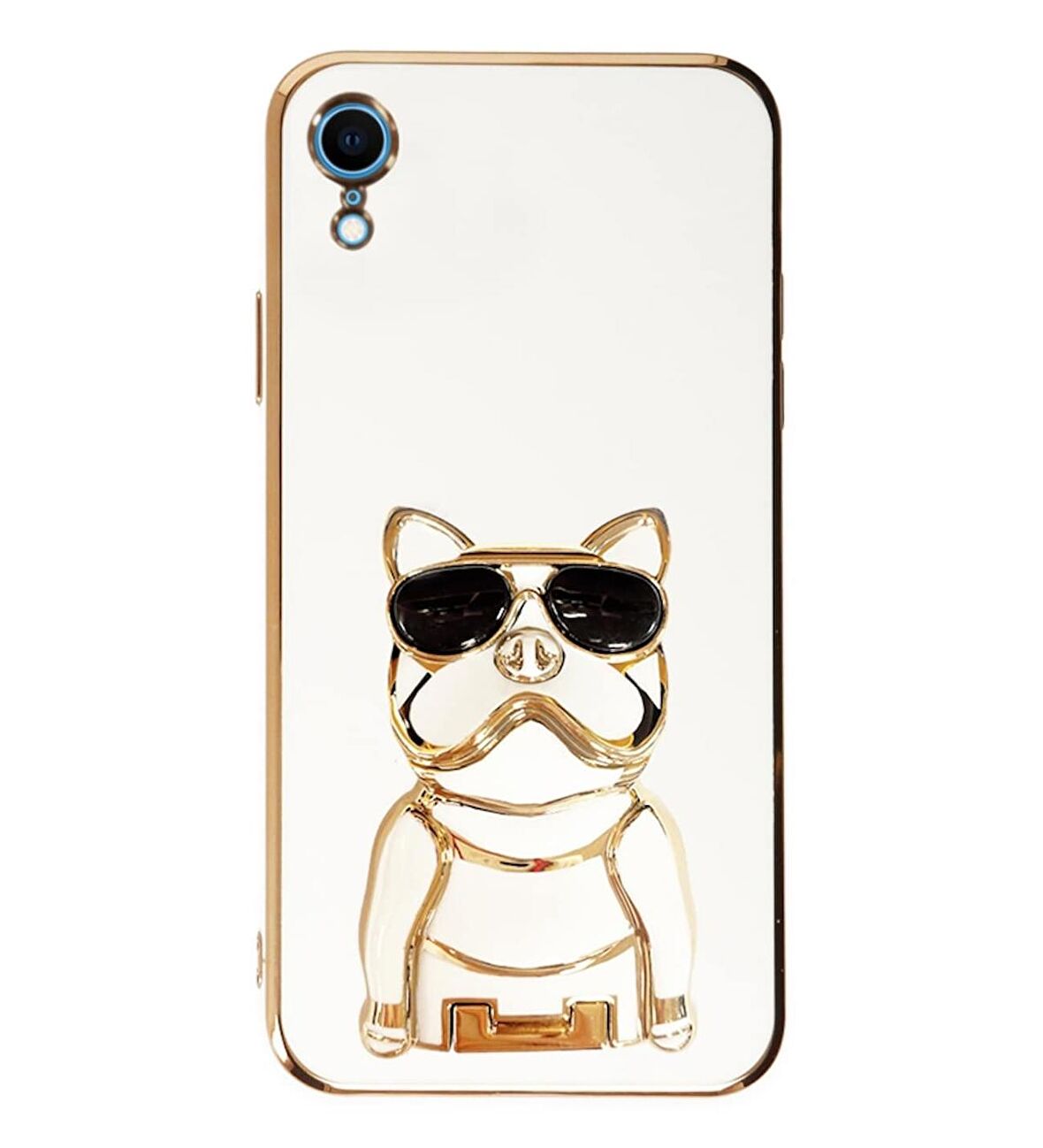 Gpack Apple iPhone Xr Kılıf Kamera Korumalı Köpek Desenli Standlı Silikon