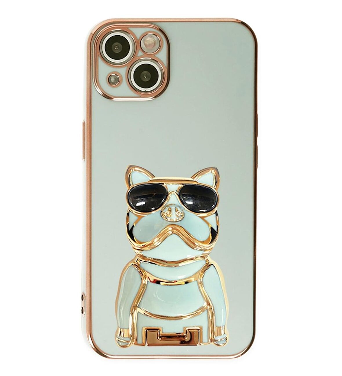 Gpack Apple iPhone 13 Kılıf Kamera Korumalı Köpek Desenli Standlı Silikon