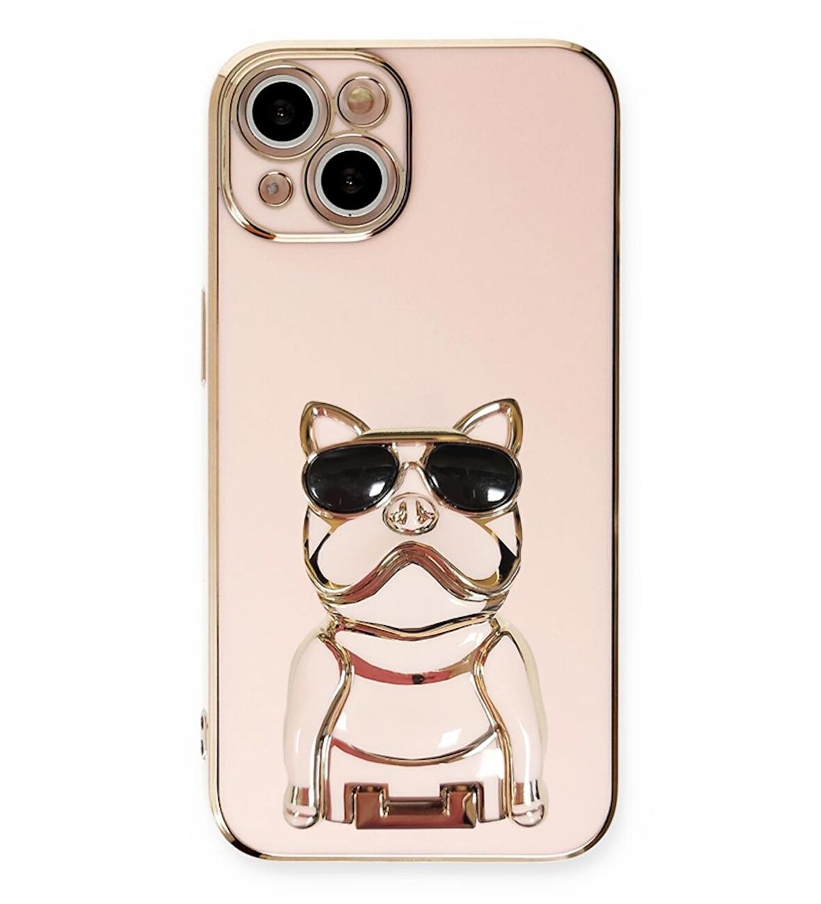 Gpack Apple iPhone 13 Kılıf Kamera Korumalı Köpek Desenli Standlı Silikon