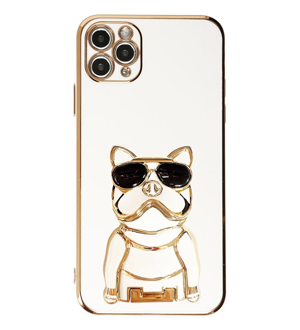 Gpack Apple iPhone 11 Pro Max Kılıf Kamera Korumalı Köpek Desenli Standlı Silikon