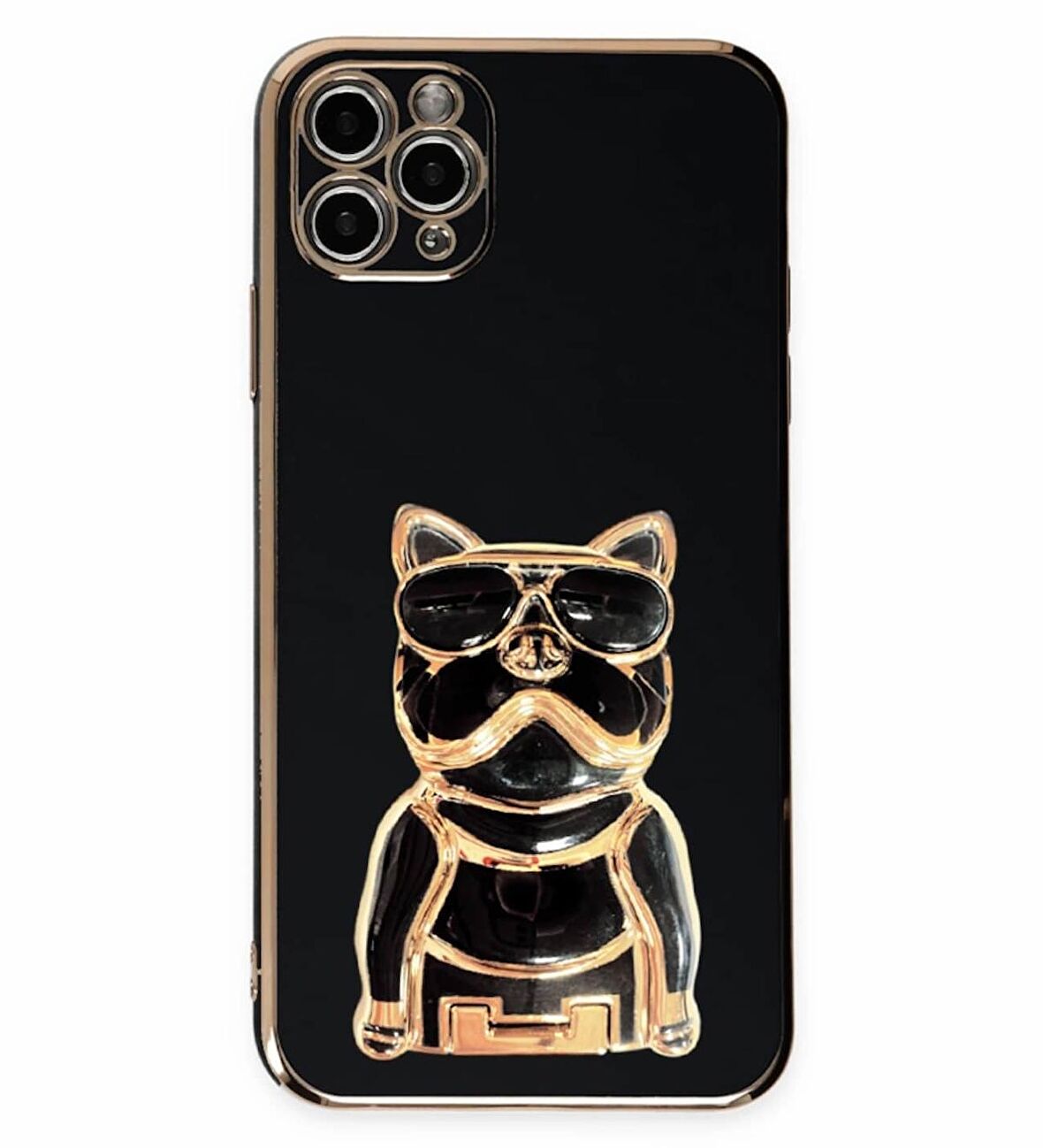 Gpack Apple iPhone 14 Pro Kılıf Kamera Korumalı Köpek Desenli Standlı Silikon