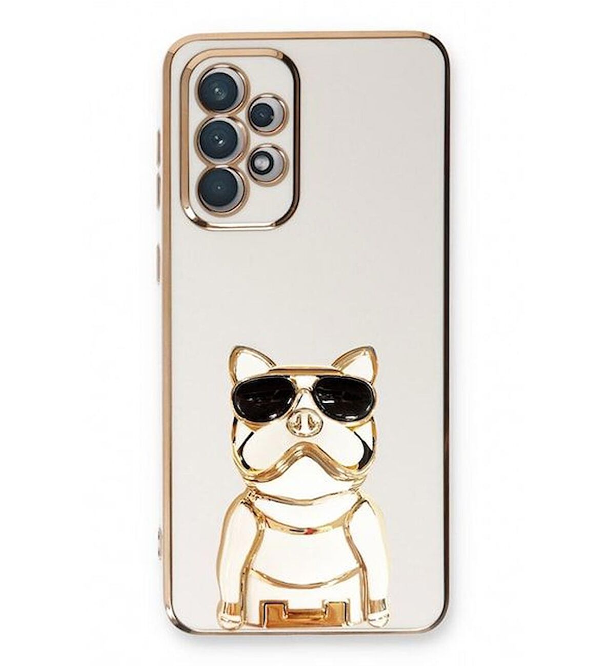 Gpack Samsung Galaxy A72 Kılıf Kamera Korumalı Köpek Desenli Standlı Silikon