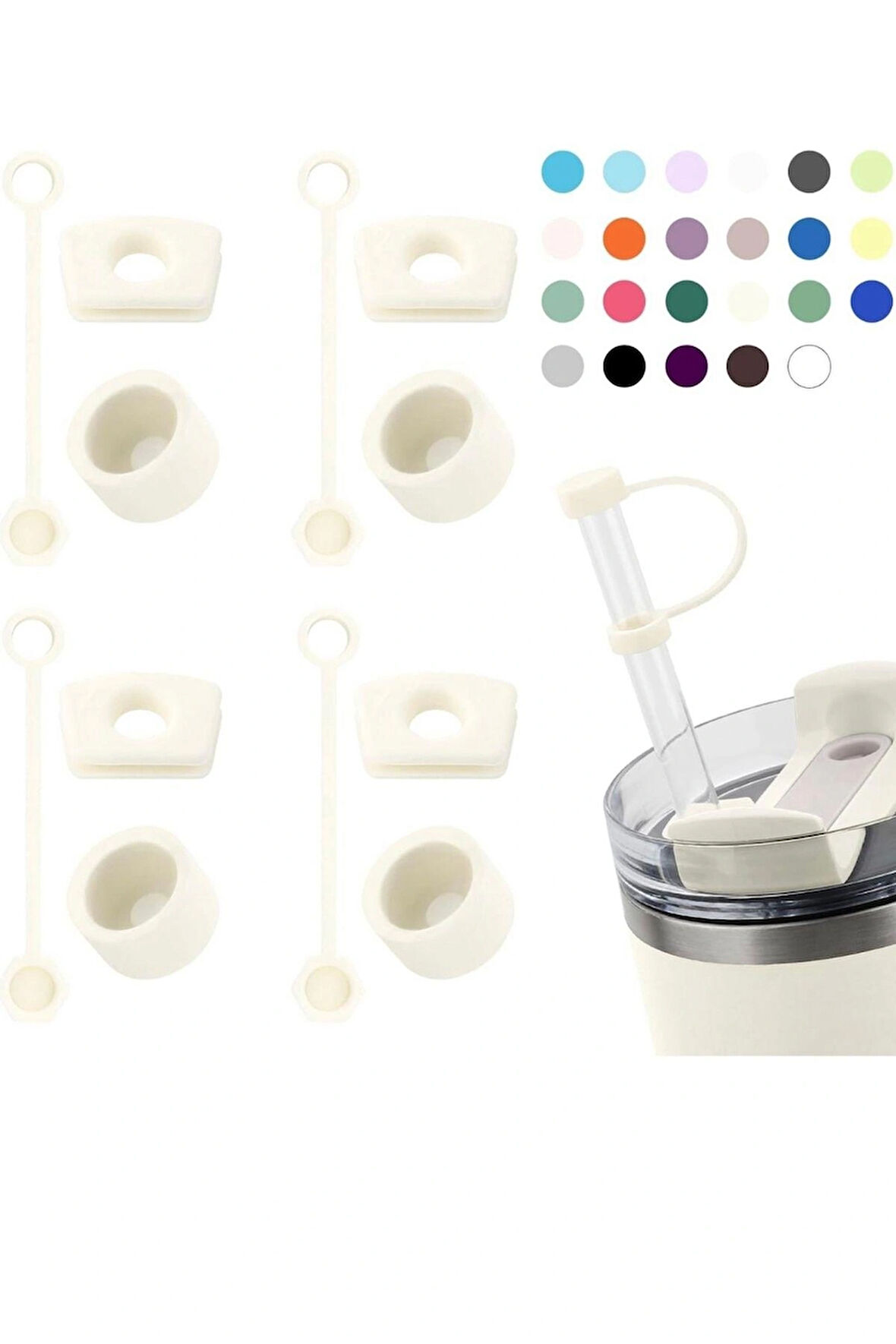 1 set (3 parça ) bej , pipet tıpası 40 ve 30 oz Termos için Sızdırmaz Seti