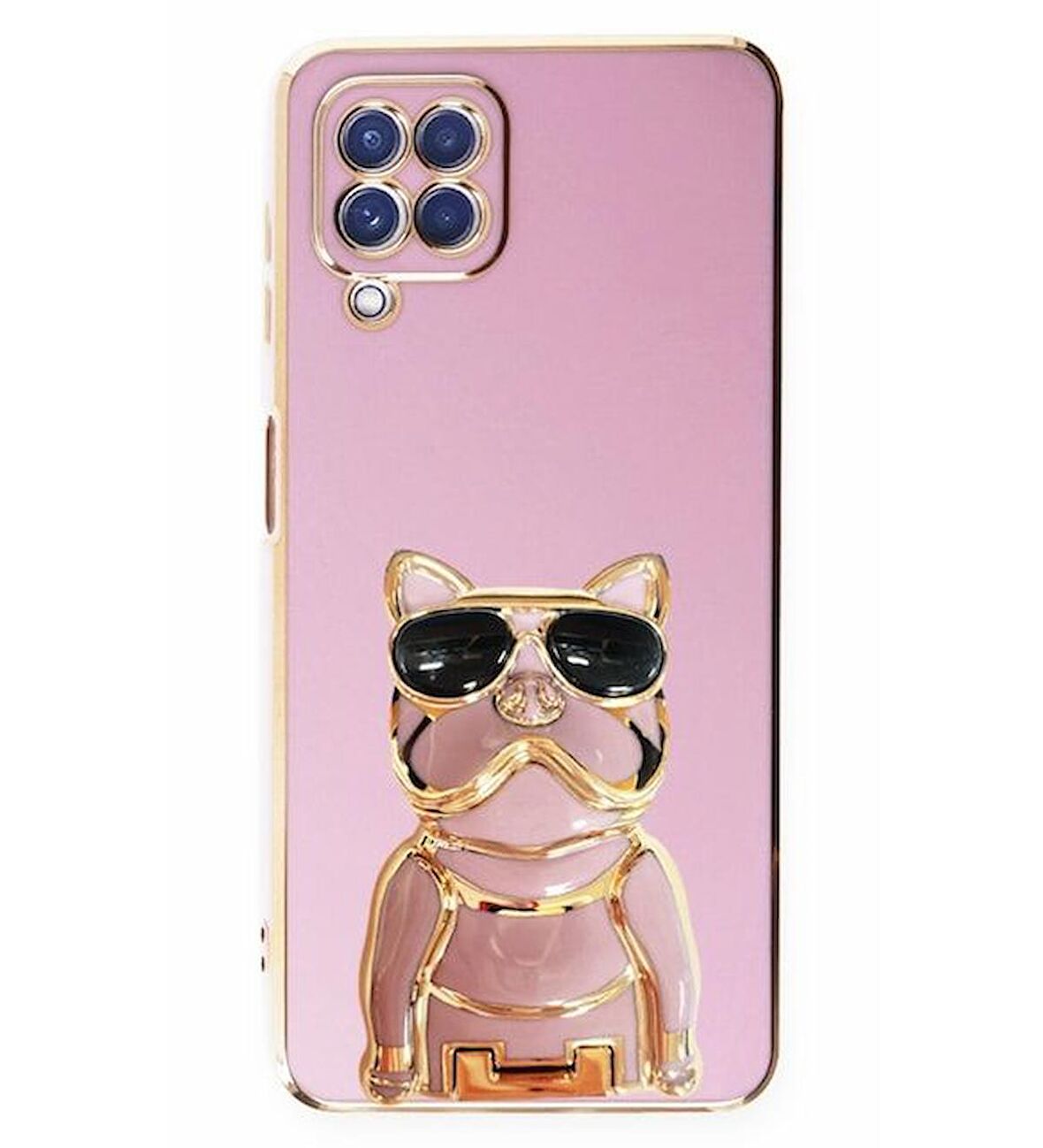 Gpack Samsung Galaxy A12 Kılıf Kamera Korumalı Köpek Desenli Standlı Silikon